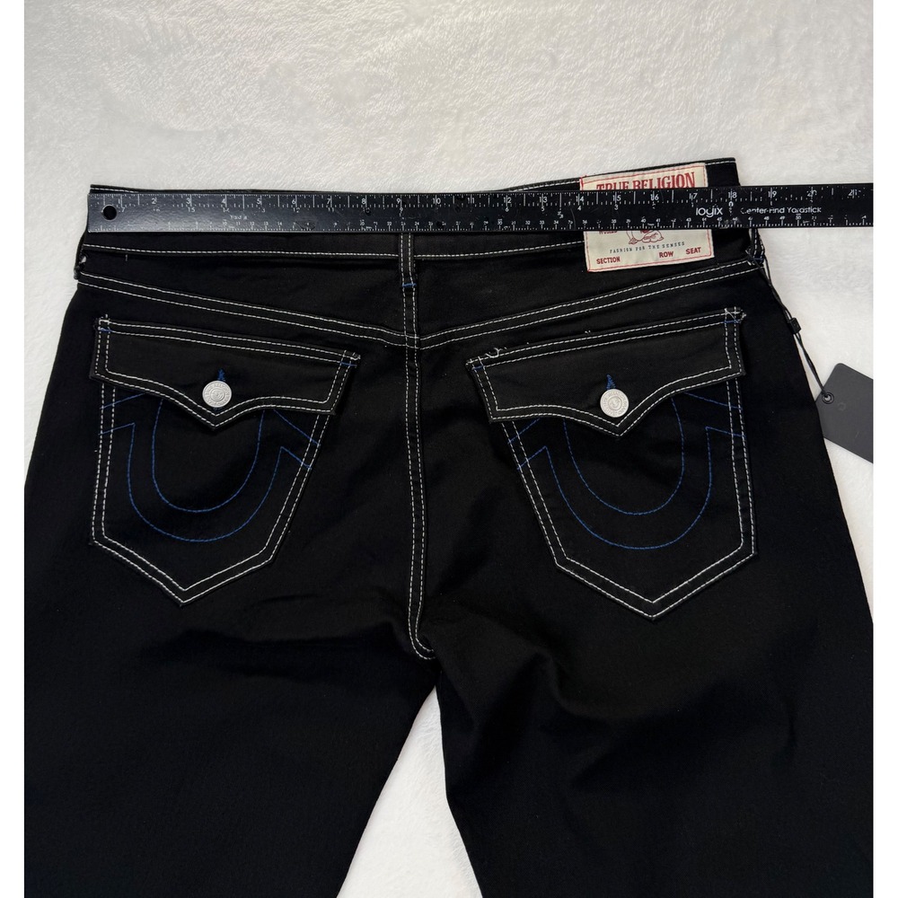 True Religion Ricky Relaxed Straight Jeans Rinse Black Contrast Stitch Mens 36 - Picture 3 of 6